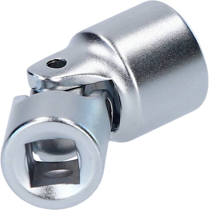 Verchromter Kardangelenk-Adapter für Steckschlüssel. Ermöglicht flexible Richtungsänderungen beim Schrauben.