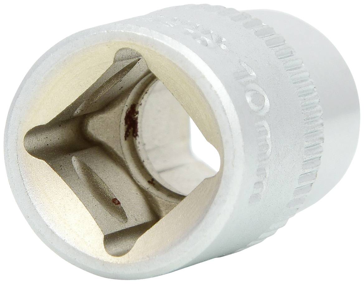 Metallische Stecknuss mit 10 mm Prägung, zylinderförmig, mit geriffeltem Griff für besseren Halt; Werkzeug für Schraubenschlüssel.