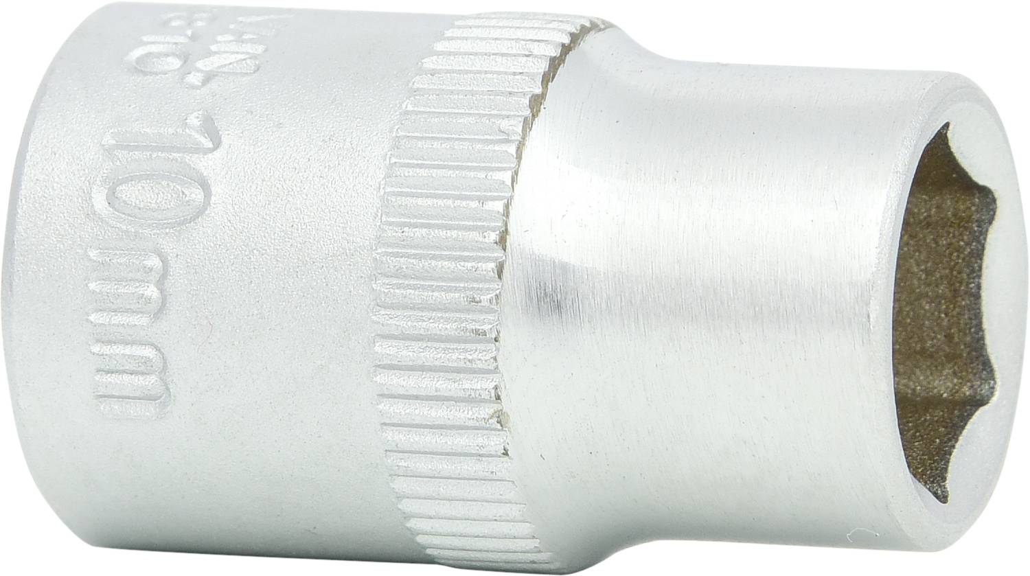 Metallschraubenschlüsselaufsatz, silbern, 10 mm, sechskantförmig, für mechanische Anwendungen.