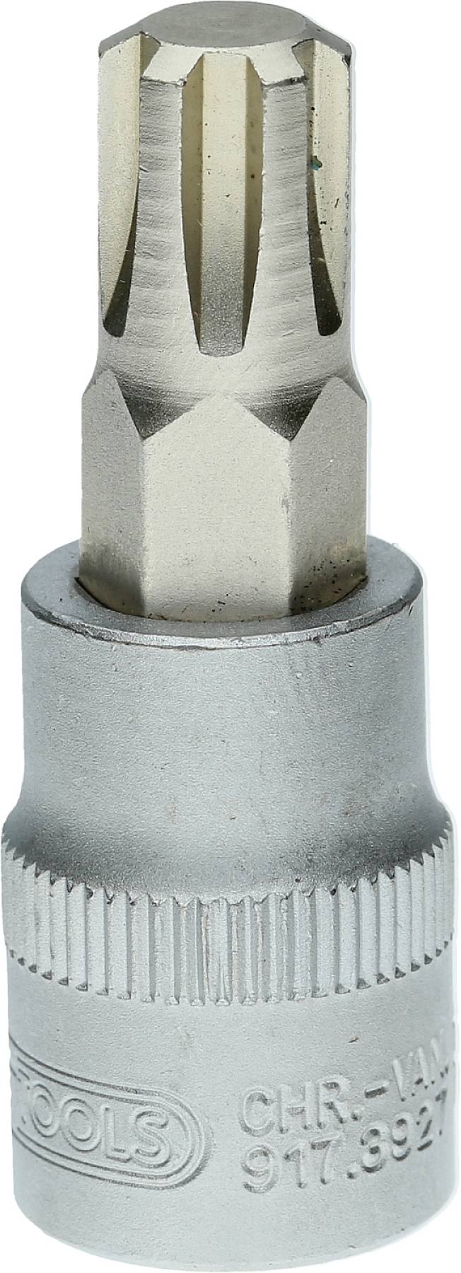 Steckschlüssel mit sternförmigem Profil, geeignet für spezielle Schraubverbindungen. Silbermetall, für präzise mechanische Arbeiten.