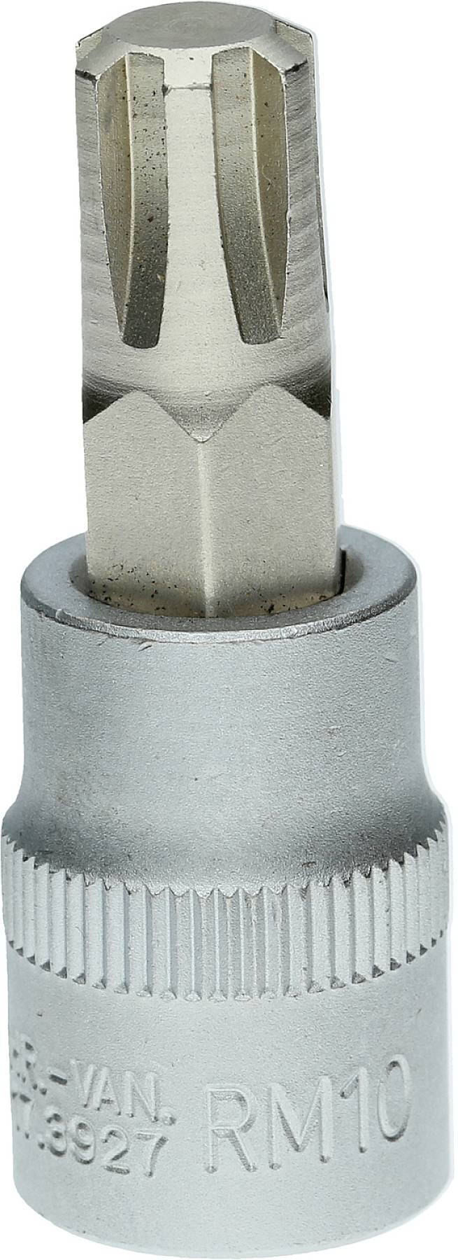 Metallischer Bit-Einsatz für Schraubarbeiten, RM10 markiert, geeignet für Rackmontage oder ähnliche Anwendungen.