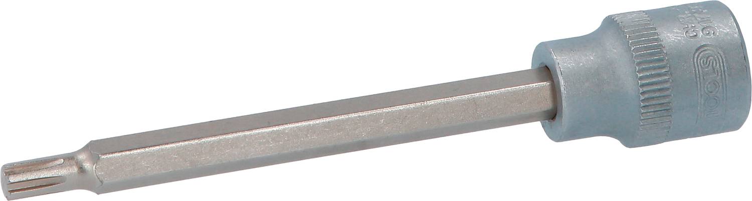 Ein silberner Torx-Bit-Aufsatz mit blauem Griff, verwendet zum Festziehen von Schrauben.