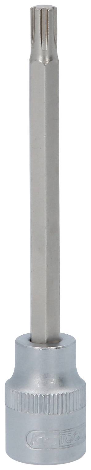 Ein langer Steckschlüsseleinsatz mit Vielzahnprofil, geeignet für präzise Arbeiten an Automobilen und Maschinen.