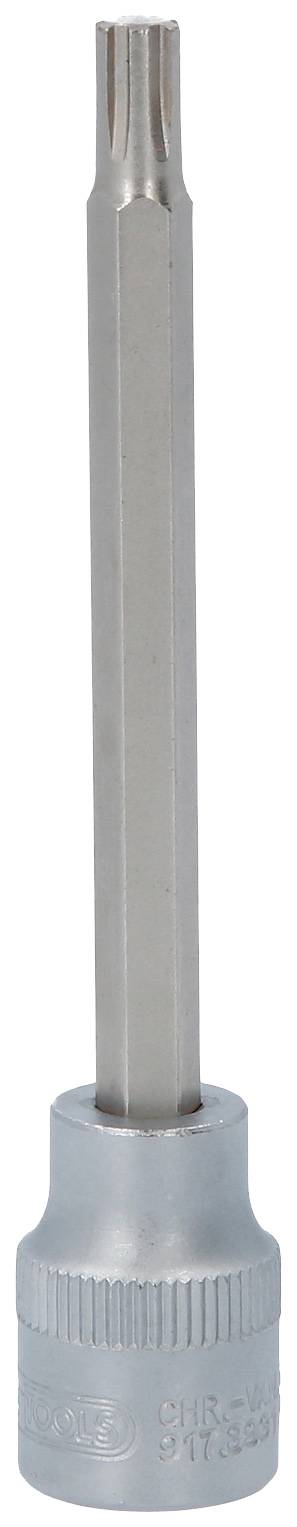 Ein silberner Torx-Schraubendreheraufsatz mit langem Schaft, geeignet für Schrauben mit Innensternprofil.