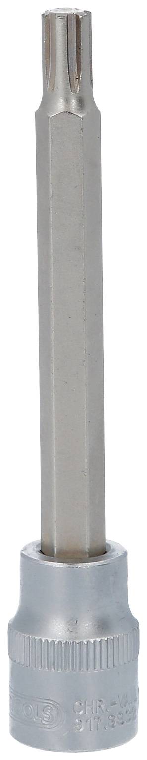 Metallische T25-Torx-Bit-Stecknuss mit einem langen Schaft. Verwendet für Schraubarbeiten mit Torx-Schrauben.
