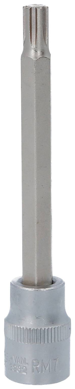 Langer Torx-Bit-Schraubendreher aus Metall, silbern, mit sechskantigem Griff. Geeignet für spezielle Torx-Schrauben.
