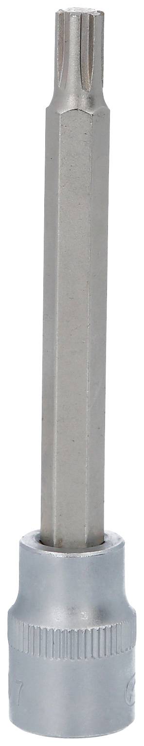 Metallschraubenkopf-Aufsatz, Torx-Form, mit langem Schaft und silberfarbenem Metallschaft, passend für einen Schraubenzieher.