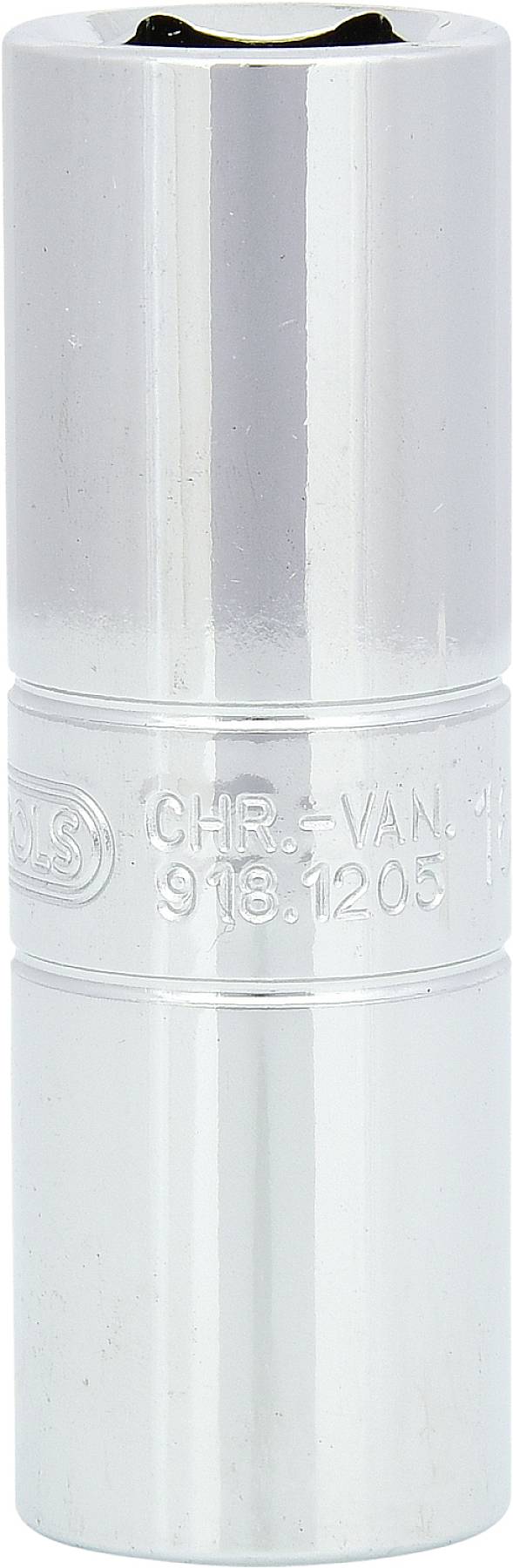 Chrome Vanadium Steckschlüssel, zylinderförmig, mit eingeprägter Aufschrift 'CR-V', für Werkzeuge verwendet.