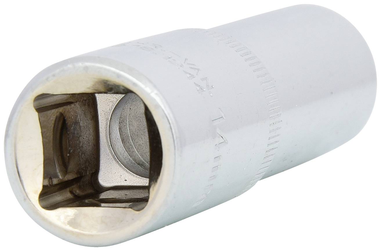 Steckschlüsselaufsatz aus Metall, zylindrische Form, für Verwendung mit Ratschenwerkzeug.