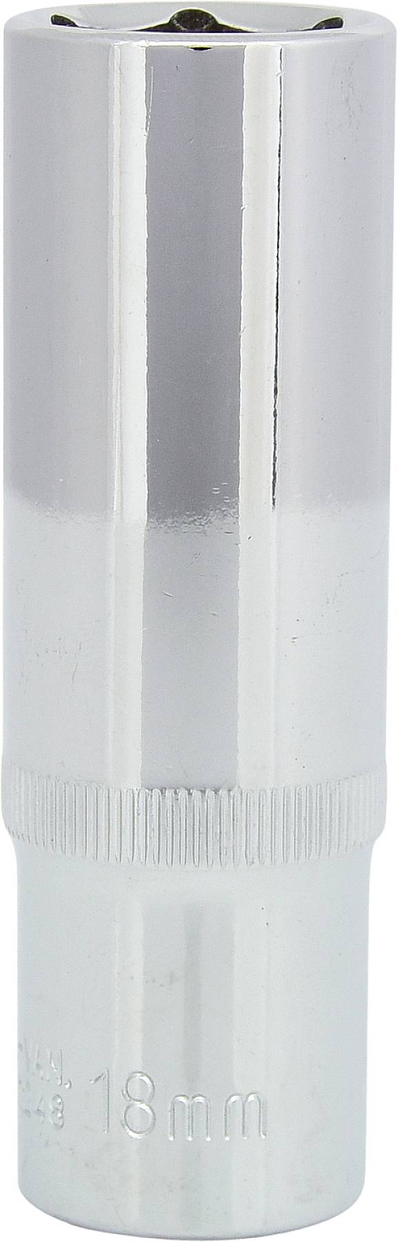 Ein silberfarbener 18 mm Steckschlüssel.