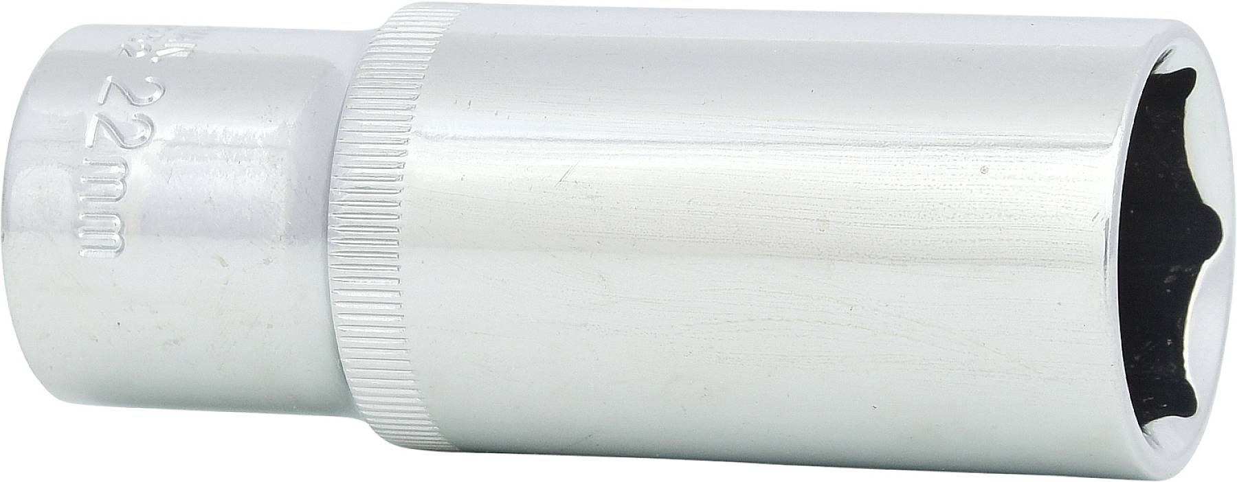 Metall-Steckschlüssel, 22 mm, zylindrische Form, glänzend, für mechanische Arbeiten oder Reparaturen.