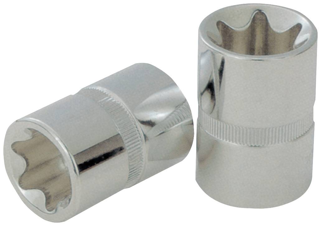 Zwei silberne Steckschlüsselaufsätze in zylindrischer Form, nebeneinander liegend. Ideal für Werkzeuge und mechanische Anwendungen.