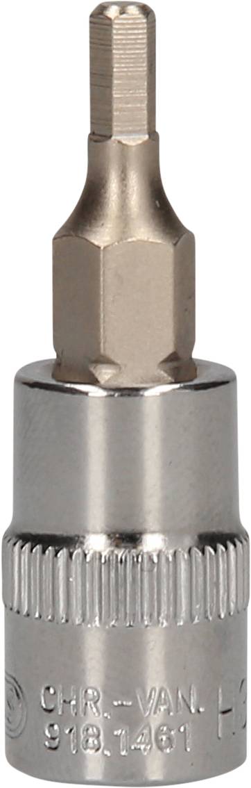 Sechskant-Bit aus Chrom-Vanadium-Stahl mit 1/4-Zoll-Aufnahme, geeignet für Schraubarbeiten in verschiedenen Anwendungen.