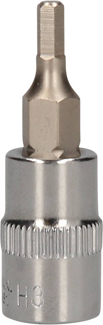 Sechskant-Bitsatz-Aufsatz aus Metall mit geriffeltem Griff und sechseckigem Kopf, üblicherweise für Schraubenarbeiten verwendet.