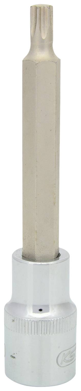 Torx-Bit mit langer, sechskantiger Form und silbernem Griffadapter, häufig verwendet für Automobil- und Maschinenreparaturen.