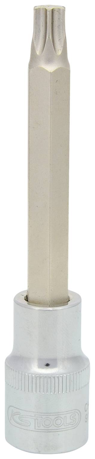 Ein Torx-Bit-Aufsatz aus Metall mit sechskantigem Schaft, geeignet für Schraubverbindungen.