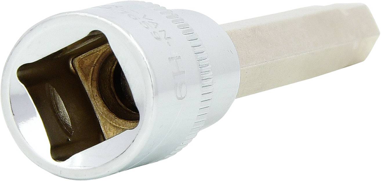 Ein Sechskant-Bitsatz mit einem silbernen Metallkopf und einem goldfarbenen Innenteil. Verwendet zum Schrauben in Maschinen.