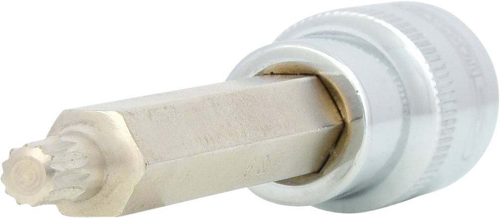 Schraubendrehereinsatz mit Torx-Profil und silbernem, rundem Griff, hauptsächlich für Kfz-Reparaturen verwendet.