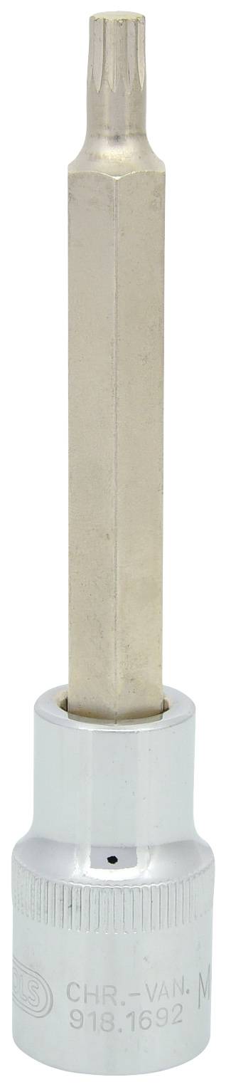 Ein sechskantiger Steckschlüsselaufsatz mit langem, zylinderförmigem Bit, geeignet für Torx-Schrauben.