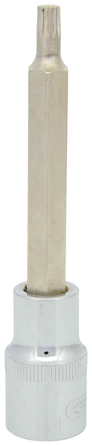 Ein TORX Schraubendreheraufsatz mit langem Schaft und silberner Fassung, geeignet für spezielle Schraubenarten in der Metallbearbeitung.