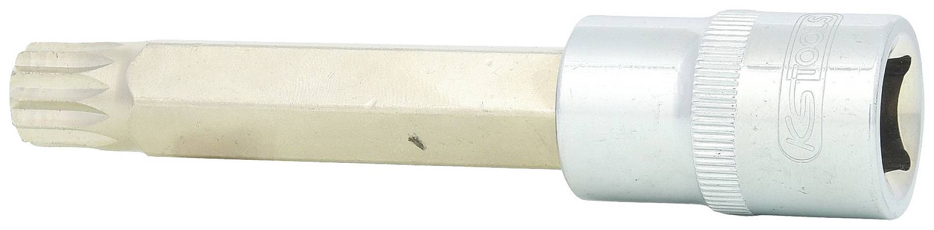 Ein Torx-Bit mit langem Schaft und zylinderförmigem Ende, zur Verwendung mit einem Schraubenschlüssel oder Ratschenhalter gedacht.