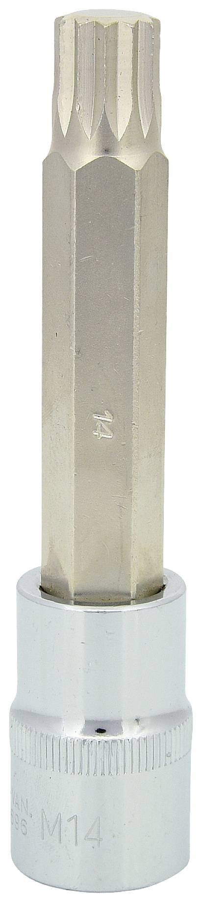 Einsatzwerkzeug, M14, silber, elfzahniges Profil, zylindrische Basis, Anwendung: Schraubenlösungen in Fahrzeugen und Maschinen.