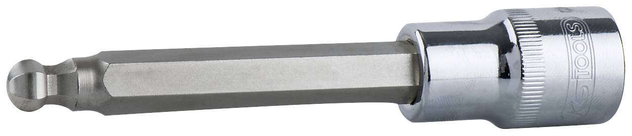 Ein silberfarbener Steckschlüsseladapter mit sechseckigem Schaft und runder Griffhülse.