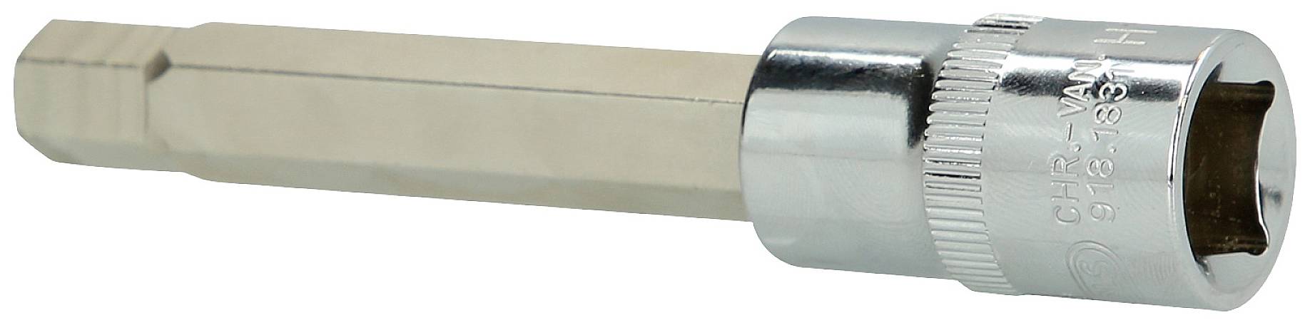 Langnuss mit sechskantigem Schaft und rundem Kopf, aus Metall, geeignet für Arbeiten mit Schrauben und Muttern.