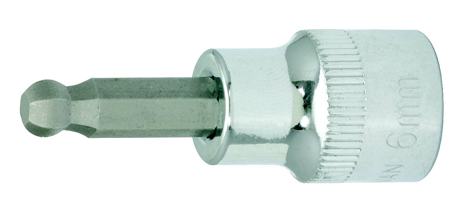 Bit-Steckschlüssel mit 6 mm Größe und geriffeltem Griff aus Metall, geeignet für Schraubarbeiten und Werkzeuge.