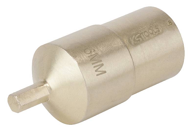 Ein bronzefarbener Werkzeugaufsatz mit quadratischem Anschluss, markiert mit '8MM'. Geeignet für spezifische Schraubarbeiten.