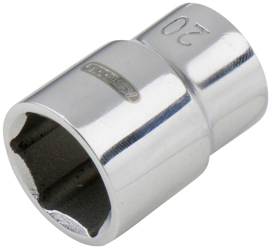 Steckschlüssel mit der Aufschrift '20', glänzend und aus Metall, passend für Muttern oder Schrauben in derselben Größe.