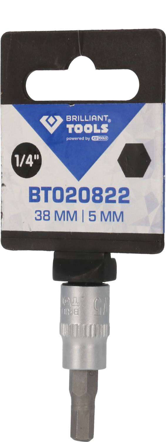 Bit-Einsatz von Brilliant Tools, Größe: 1/4 Zoll, Länge: 38 mm, Schlüsselweite: 5 mm.