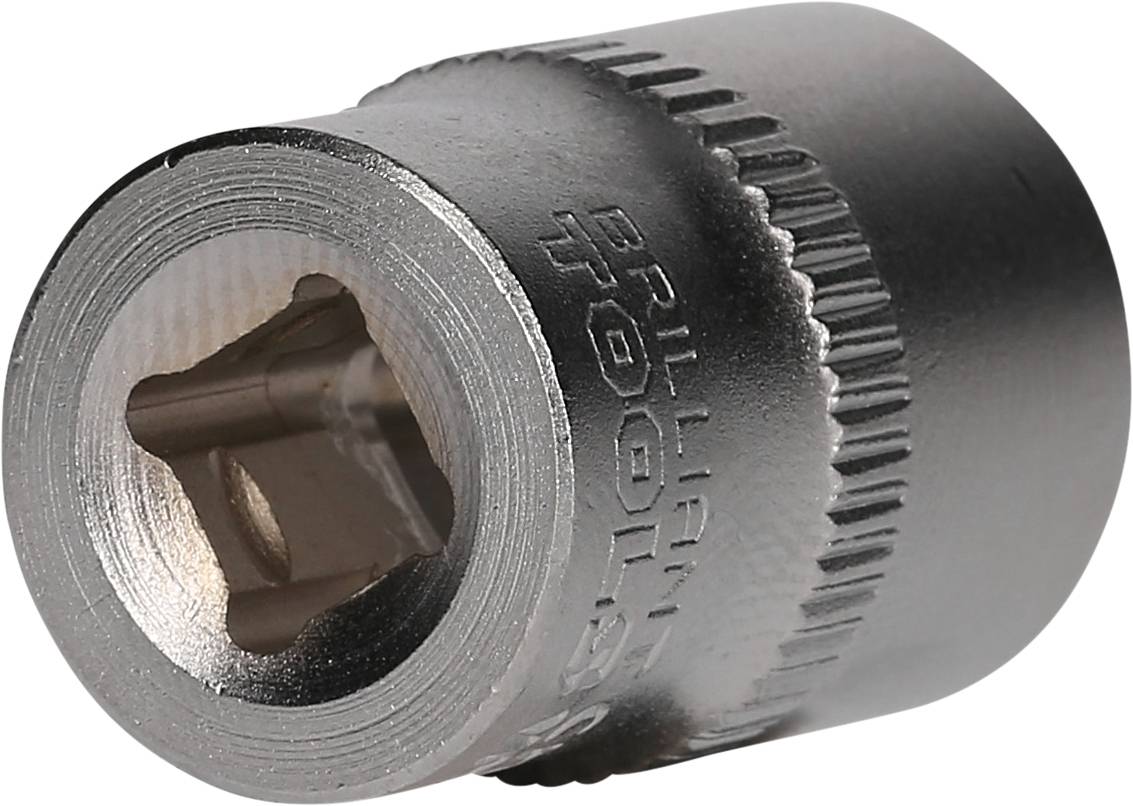 Stecknuss mit zwölfkantiger Öffnung. Markierung 'BRILLIANT TOOLS' auf der Seite. Silbermetallisch, für Schraubarbeiten geeignet.