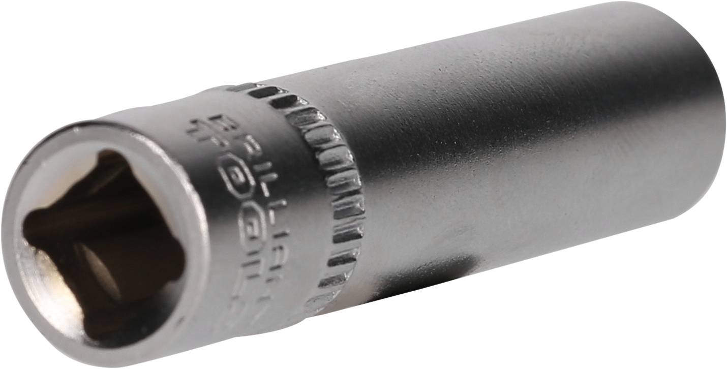 Silberne Stecknuss mit sechskantiger Öffnung und geriffeltem Rand.