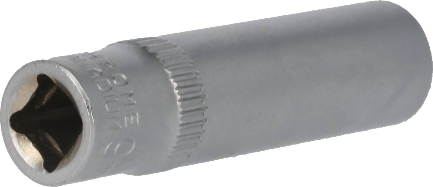 Stecknuss mit sechs Kanten, mattgrau, liegt horizontal.