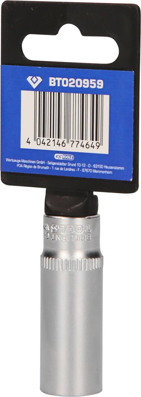 Metallschraubenschlüssel mit Barcode auf blauem Etikett, Artikelnummer 'BT020959', geeignet für technische Anwendungen.