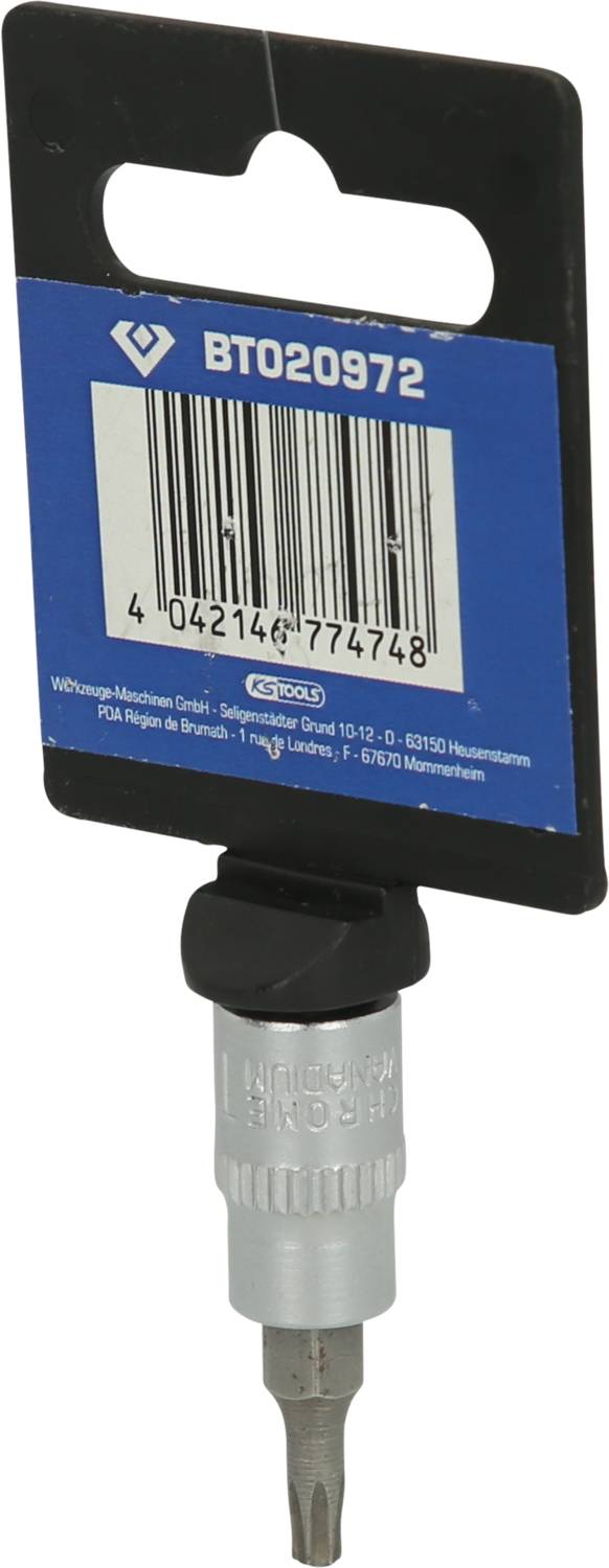 'Schrauben Bit GRD 10-12', in grauer Farbe, an einer blauen Verpackung mit Barcode hängend. Marke 'SPAX' und Produktnummer 'BT020972'.