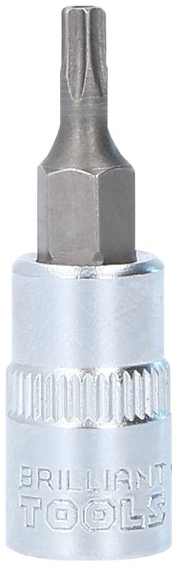 Ein silberfarbener Schraubendreheraufsatz mit 'Brilliant Tools' eingraviert am Schaft, geeignet für Torx-Schrauben.