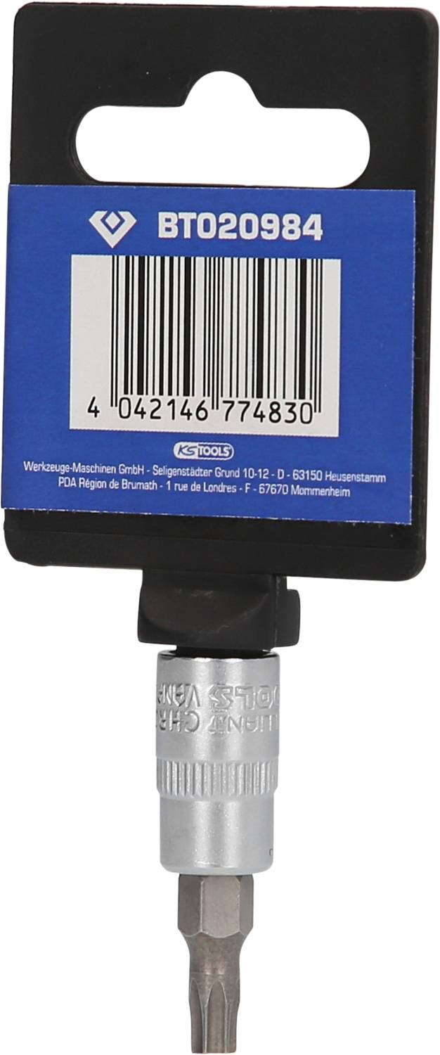 Torx T20 Schraubendreheraufsatz mit Barcode und Produktnummer BT020984. Verpackung von Wera Werkzeuge Maschine GmbH.