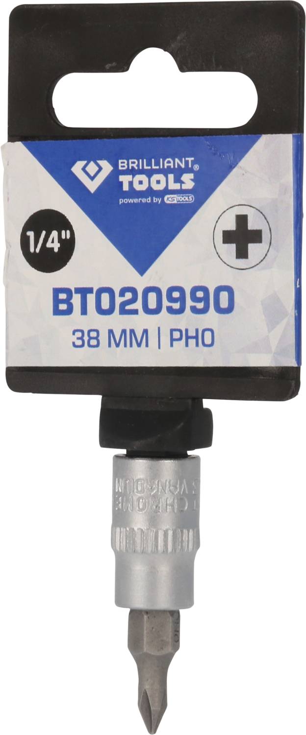 'Brilliant Tools BT020990' Schraubendreher-Bit mit 1/4-Zoll-Anschluss, 38 mm lang, PH0-Spitze. Verpackt im Displaykarton.
