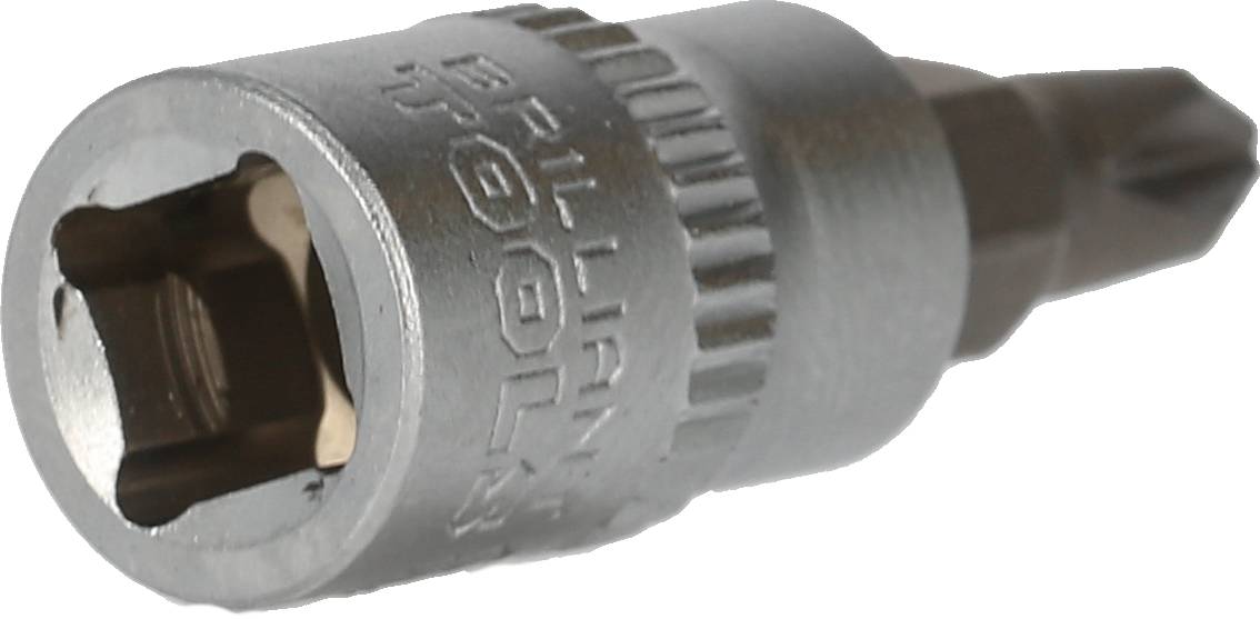 Ein Schraubbit-Aufsatz aus Metall mit geriffeltem Griff, geeignet für vielseitige Anwendungen beim Schrauben in Heimwerker- oder Profiarbeiten.