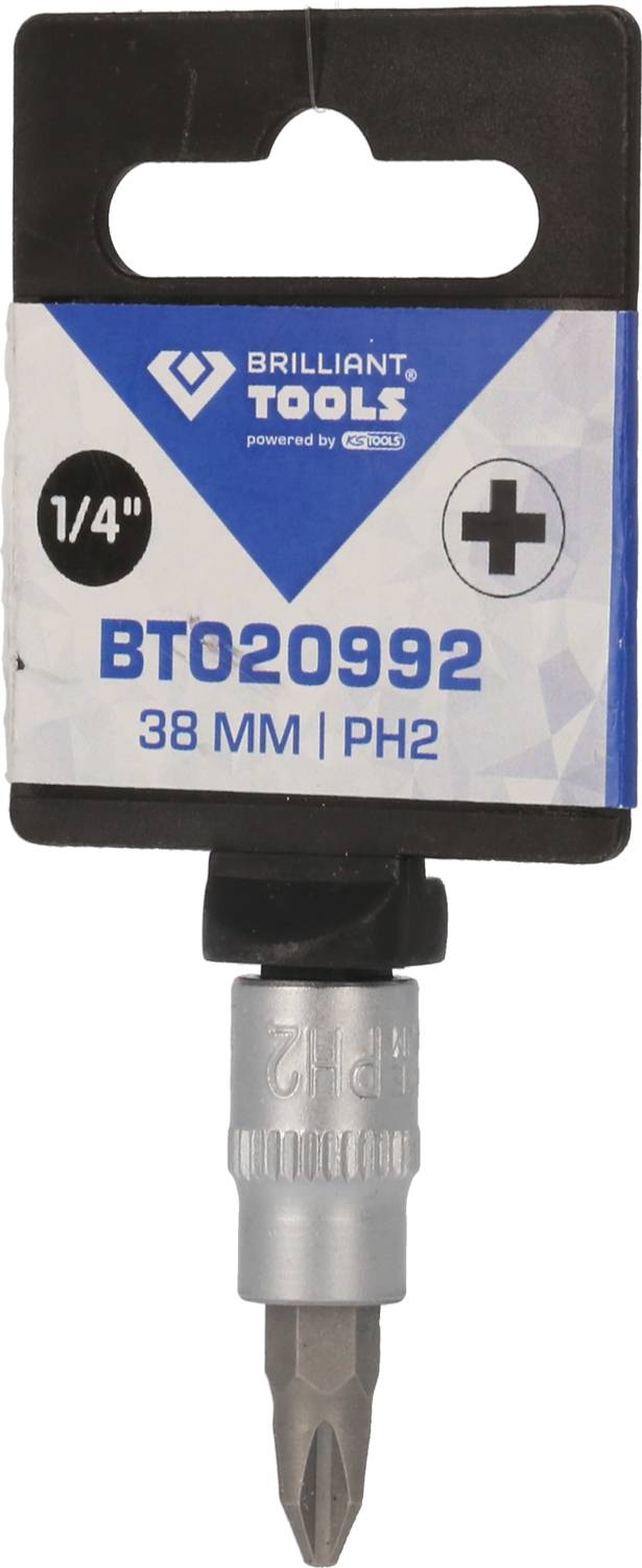 'Schraubendreher-Bit von Brilliant Tools, 1/4', 38 mm, PH2. Geeignet für Kreuzschlitzschrauben.'