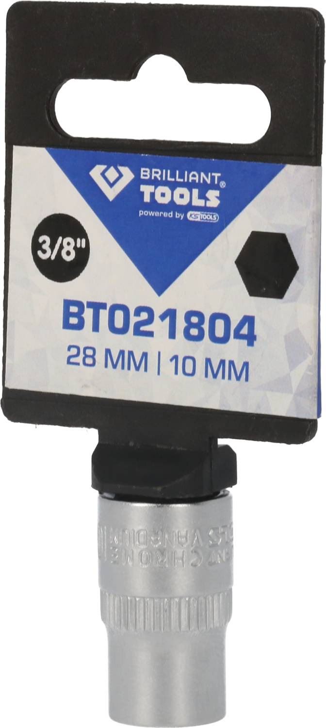 'Brilliant Tools' Steckschlüssel-Einsatz 28 mm | 10 mm, 3/8 Zoll, mit Sechskantaufnahme und geprägter Artikelnummer BT021804.