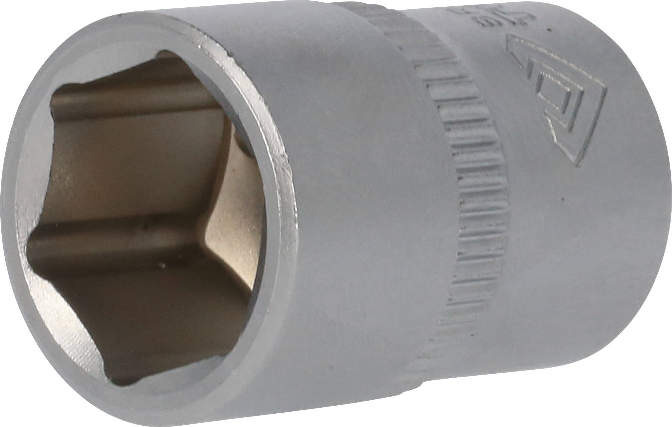 Steckschlüssel, metallisch, sechskantige Öffnung, verwendet für Schraubverbindungen.