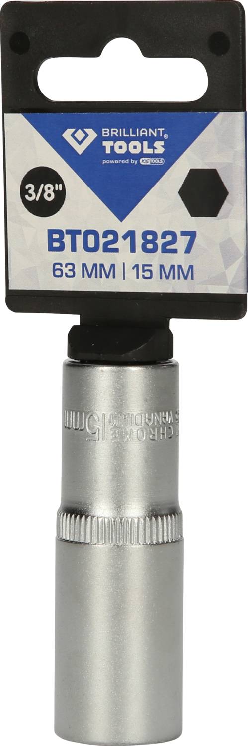 'Brilliant Tools' Zündkerzennuss, 63 mm Länge, 15 mm Durchmesser, mit 3/8