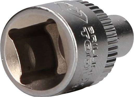 Metallische Stecknuss für Ratschen, anscheinend aus Chrom-Vanadium. Eignet sich für Sechskantmuttern und Schrauben.