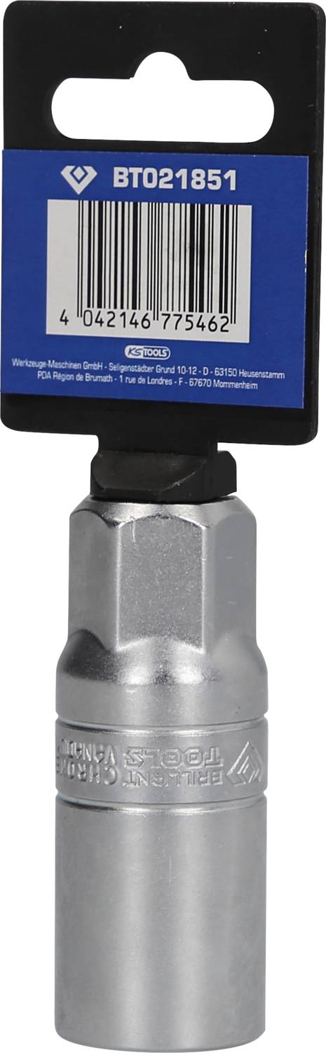 Metallische Werkzeugkupplung in einer blauen Verpackung mit Produktnummer 'BT021851' oben, Barcode darunter.