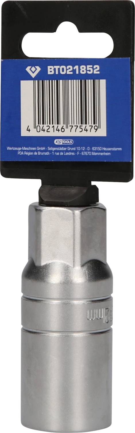 Silberner Bit-Einsatz mit blauem Etikett, Barcode BT0218552, von einer Werkzeugfirma. Zur Verwendung mit Drehwerkzeugen.