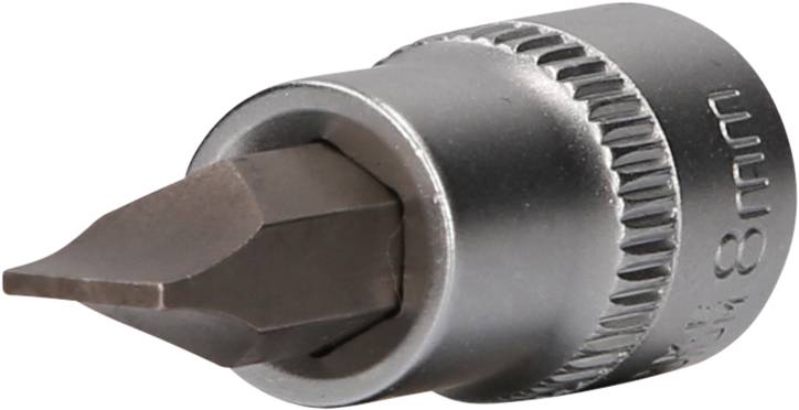 8 mm Bit-Einsatz, Sechskant, aus Metall, mit geriffeltem Rand für besseren Halt, robustes Design, geeignet für Schraubarbeiten.