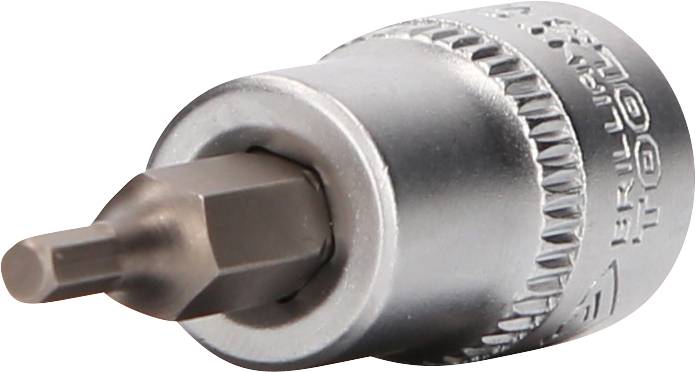 Ein silberner Schraubendreheraufsatz mit sechskantiger Spitze. Geeignet für präzises Handwerken oder mechanische Anwendungen.